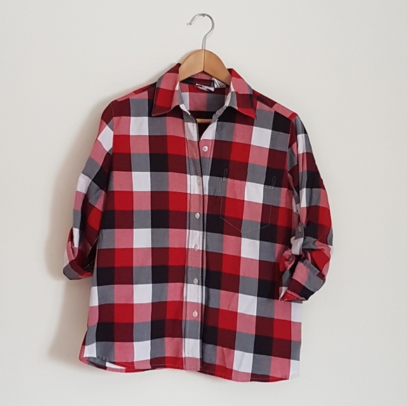 Alia Sport Plaid Long Sleeve Button Down Shirt - Picture 1 of 2